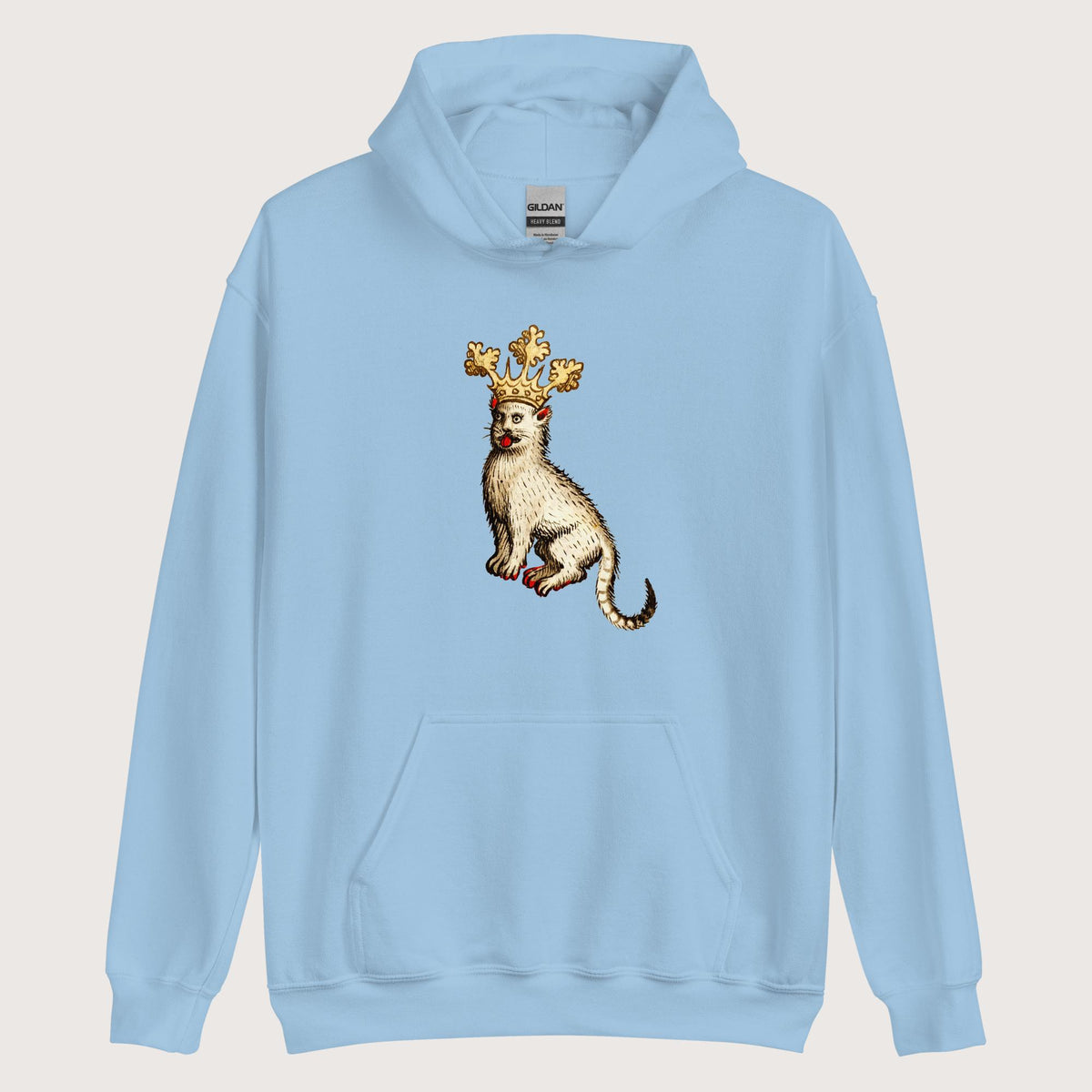 Light Blue Medieval Cat King Hoodie - history buff gift by HistoHead