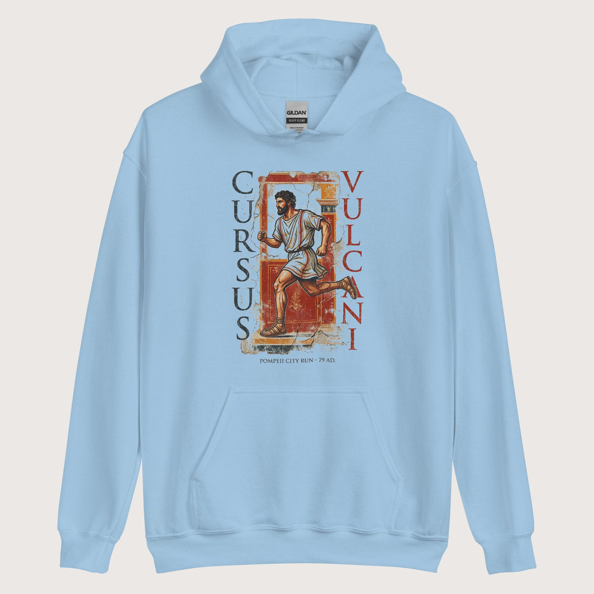 Light Blue Pompeii Cursus Vulcani Hoodie - history buff gift by HistoHead
