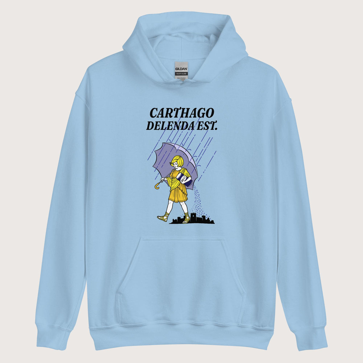 Light Blue Carthago Delenda Est Salt Girl Hoodie - history buff gift by HistoHead