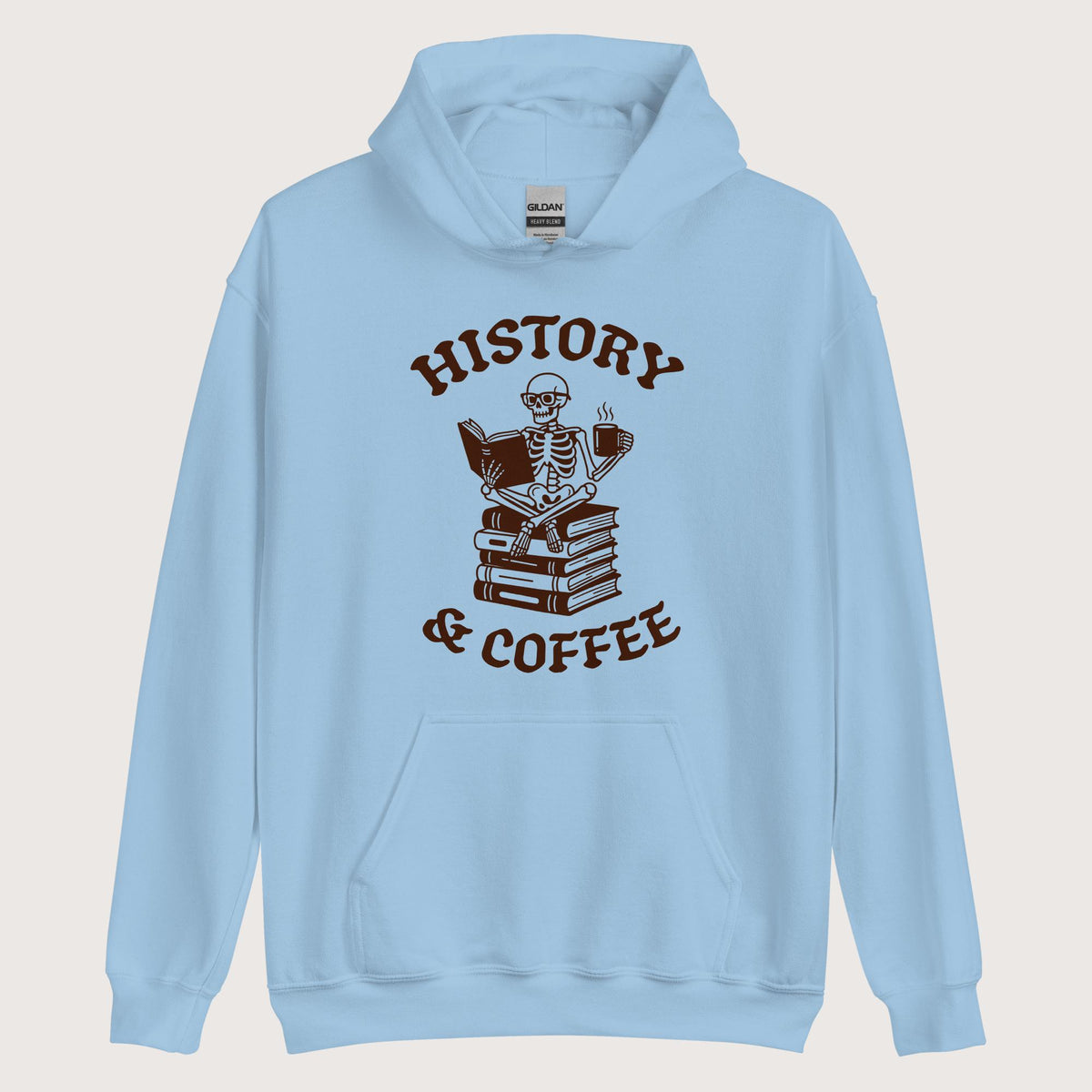 Light Blue History & Coffee Hoodie - history buff gift by HistoHead