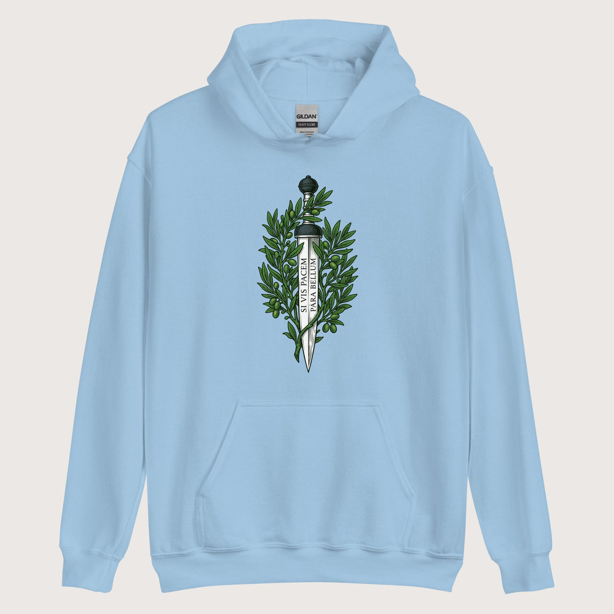 Light Blue Si Vis Pacem Para Bellum Latin Phrase Hoodie - history buff gift by HistoHead