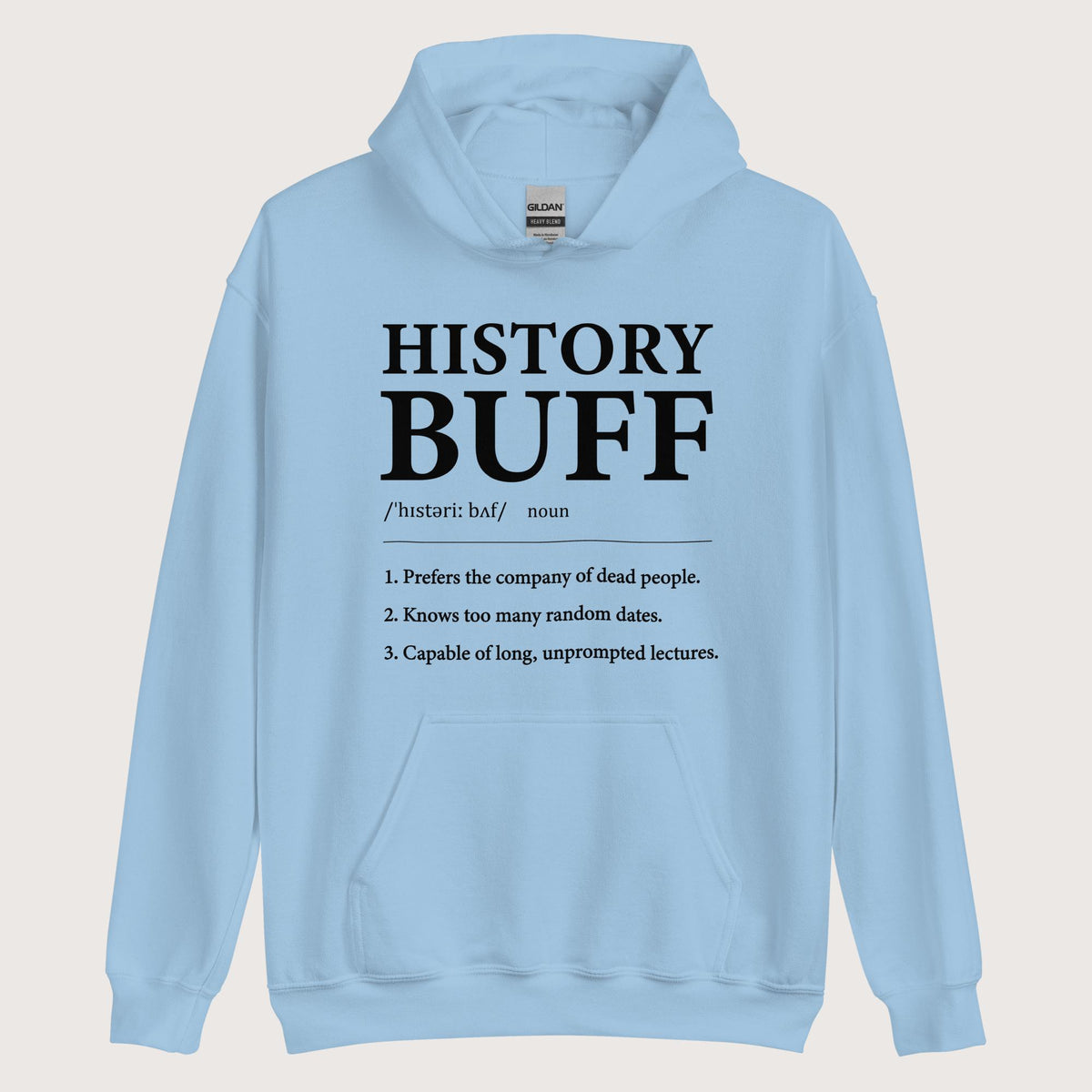Light Blue History Buff Definition Hoodie - history buff gift by HistoHead