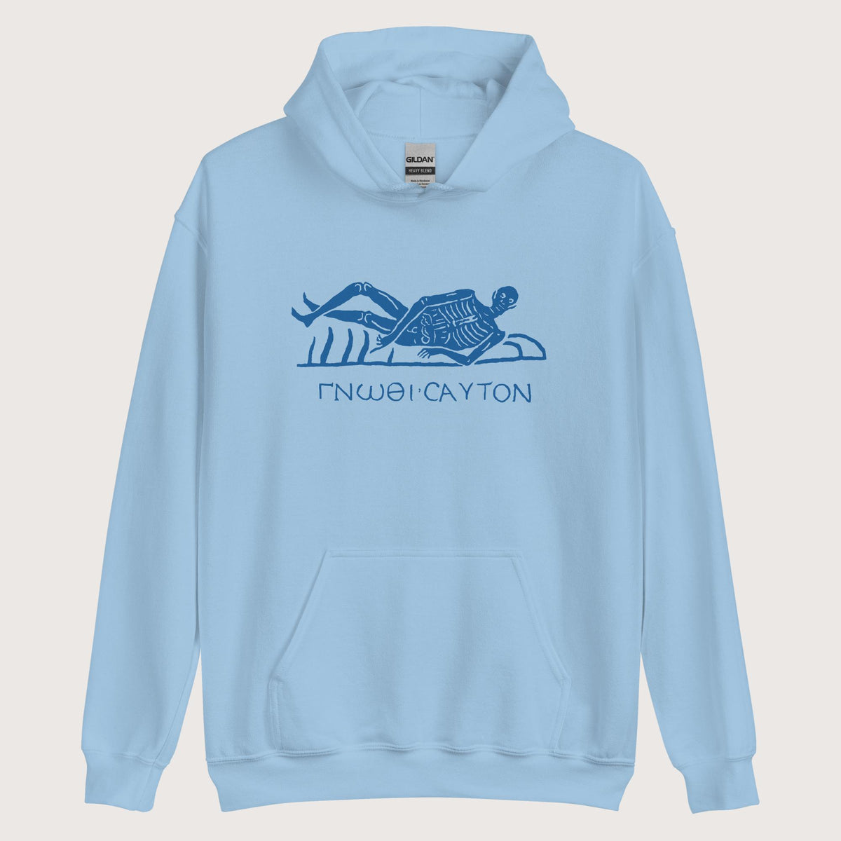 Light Blue Know Thyself Skeleton Hoodie - history buff gift by HistoHead
