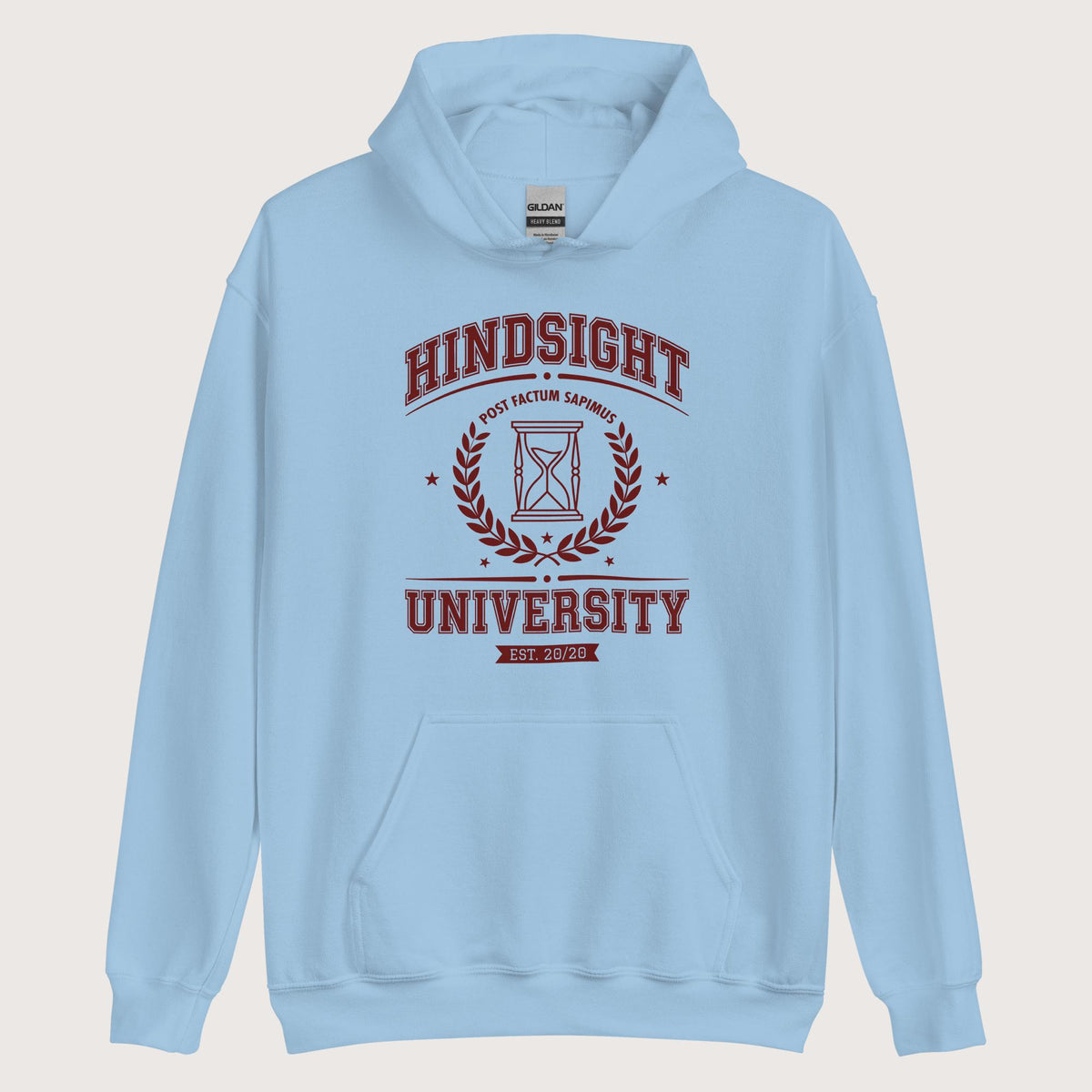 Light Blue Hindsight University Hoodie - history buff gift by HistoHead