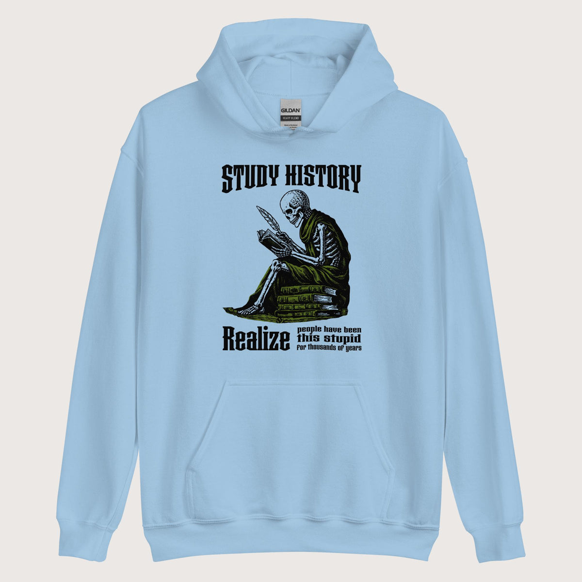 Light Blue Study History Hoodie - history buff gift by HistoHead