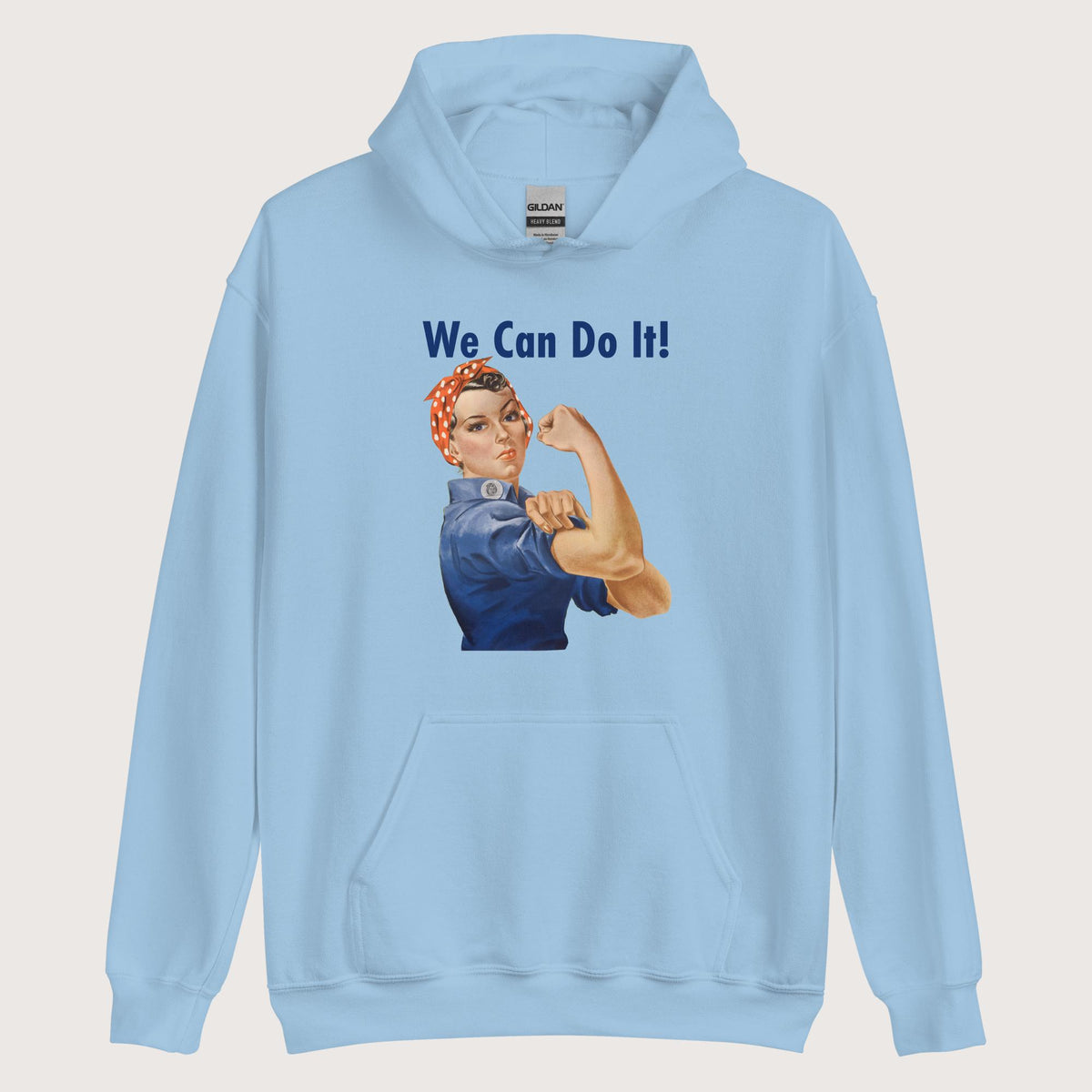Light Blue Rosie We Can Do It Hoodie - history buff gift by HistoHead