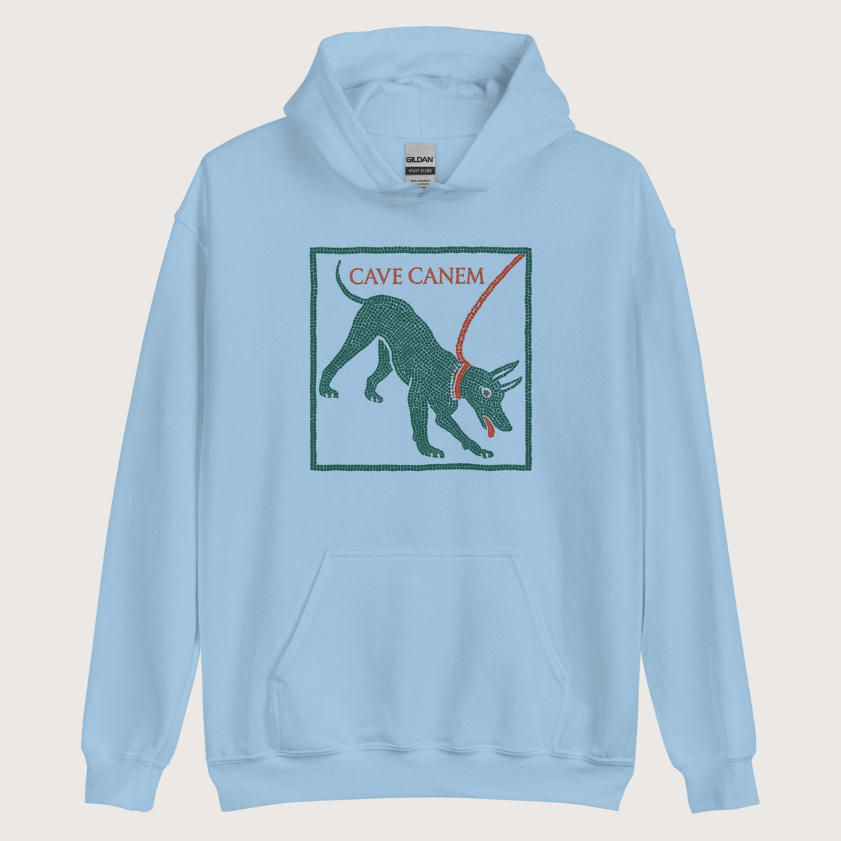 Light Blue Cave Canem Pompeii Mosaic Hoodie - history buff gift by HistoHead