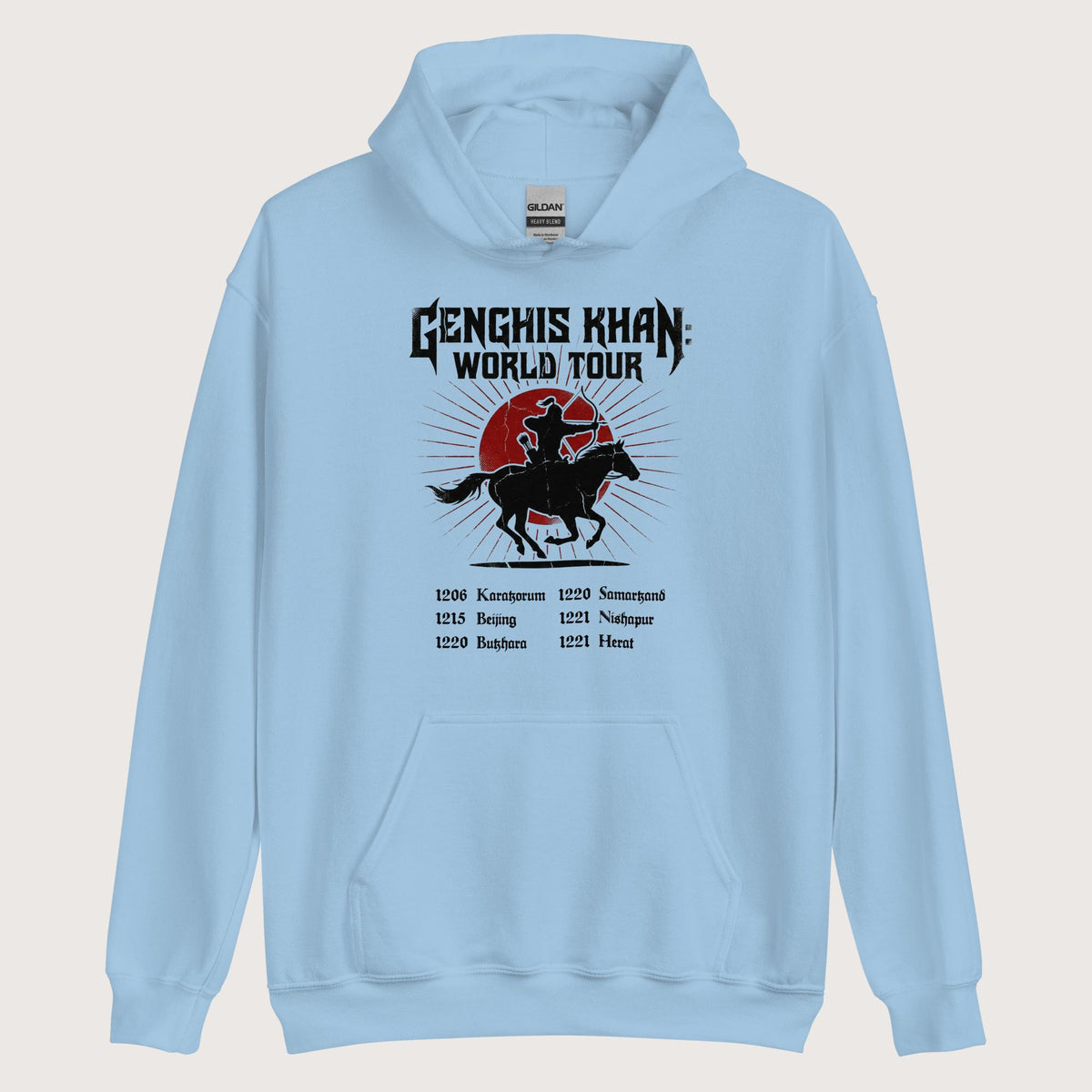 Light Blue Genghis Khan World Tour Hoodie - history buff gift by HistoHead