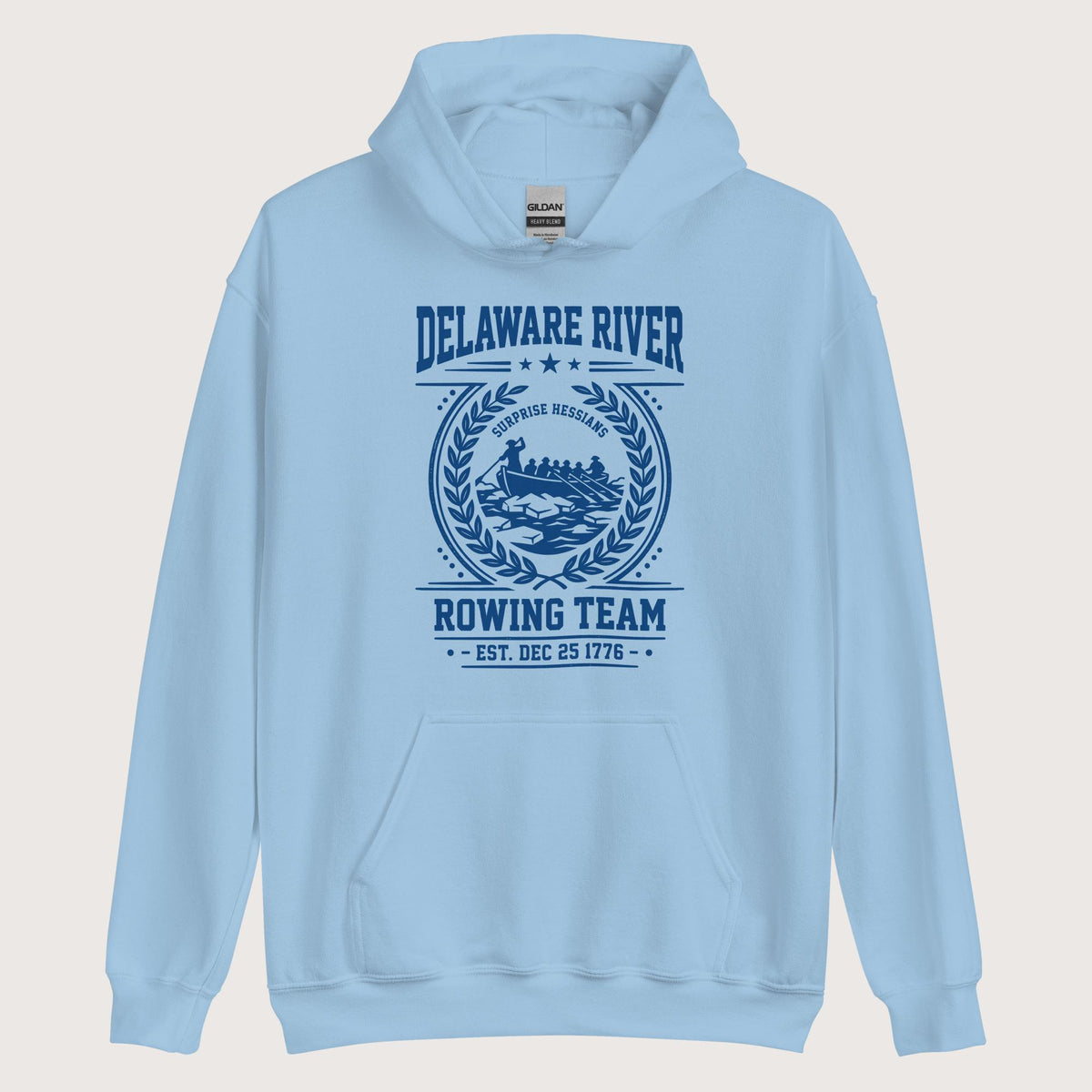 Light Blue Delaware River Rowing Team Hoodie - history buff gift by HistoHead