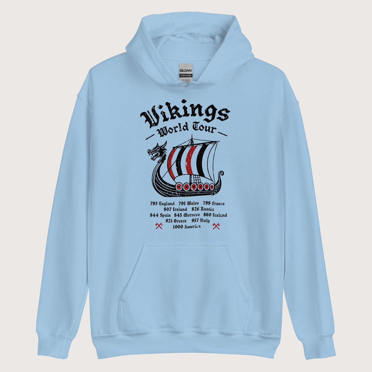Light Blue Vikings World Tour Hoodie - history buff gift by HistoHead