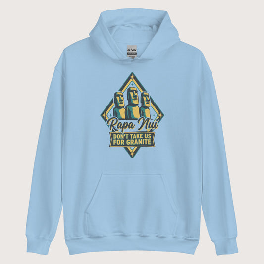 Light Blue Rapa Nui Moai Hoodie - history buff gift by HistoHead