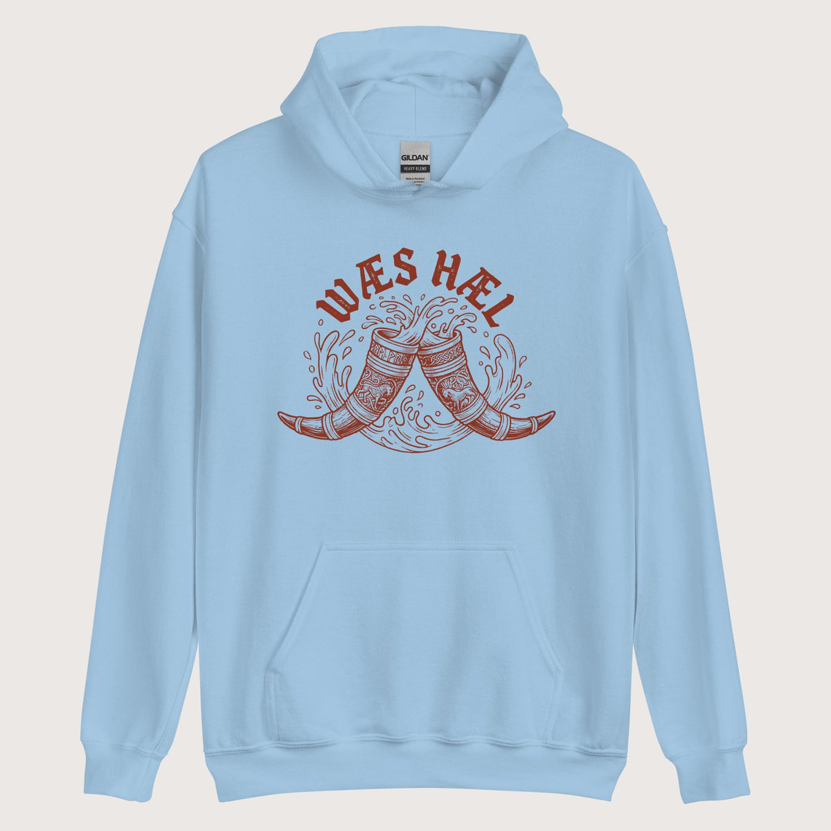 Light Blue Wæs Hæl Hoodie - history buff gift by HistoHead