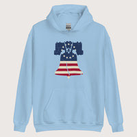 Light Blue Liberty Bell Hoodie - history buff gift by HistoHead