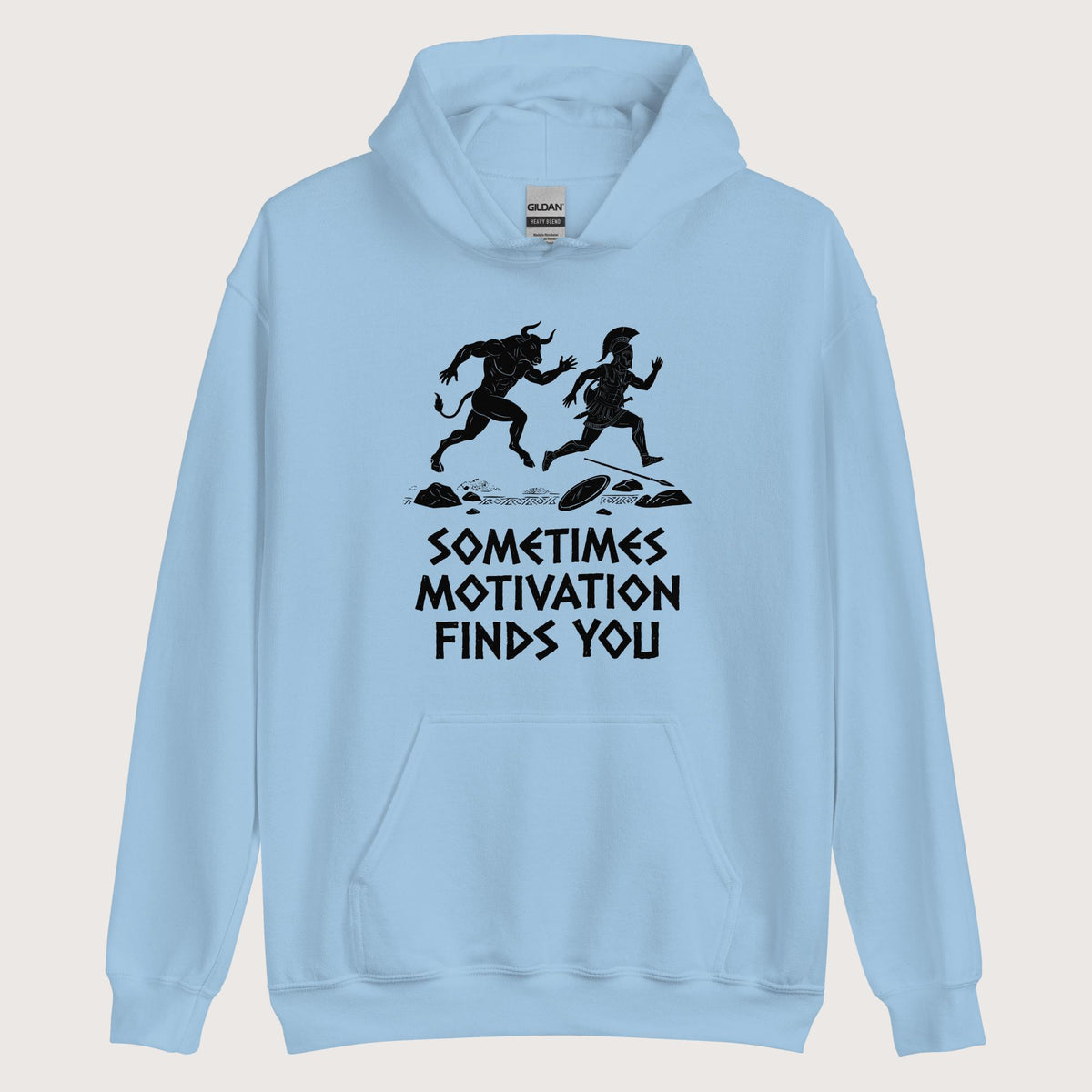 Light Blue Motivation Finds You Minotaur Edition Hoodie - history buff gift by HistoHead