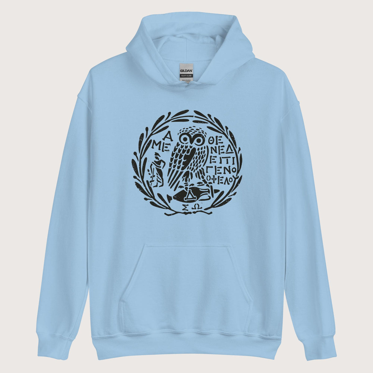 Light Blue Owl of Athena 2 Hoodie - history buff gift by HistoHead