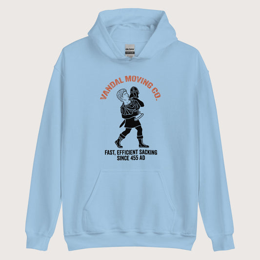 Light Blue Vandal Moving Co. Hoodie - history buff gift by HistoHead