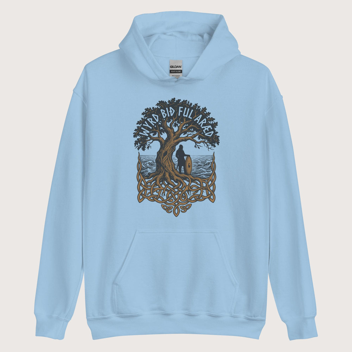 Light Blue Old English Fate Is Inexorable Hoodie - history buff gift by HistoHead