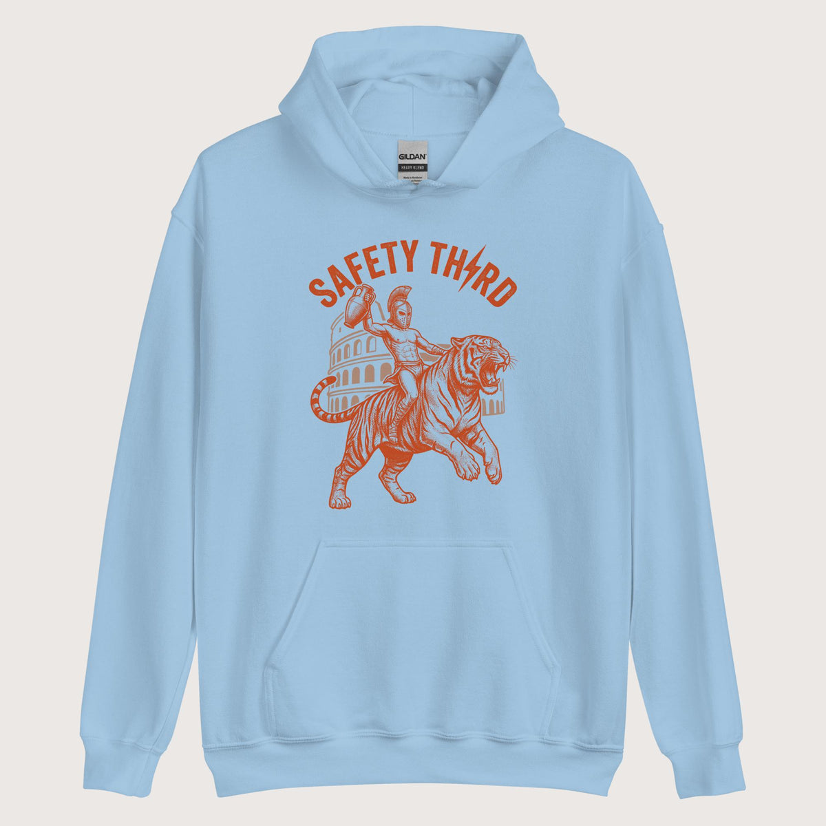 Light Blue Gladiator Safety Third Hoodie - history buff gift by HistoHead