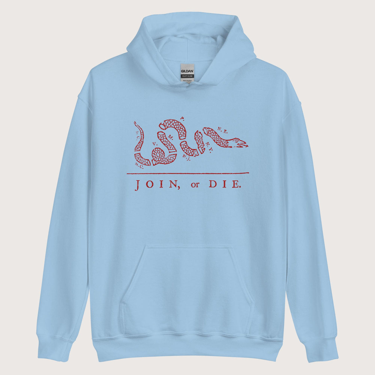 Light Blue Join Or Die Hoodie - history buff gift by HistoHead
