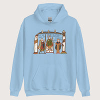 Light Blue Here Sits Throned Harold King of the English Bayeux Tapestry Hoodie - history buff gift by HistoHead