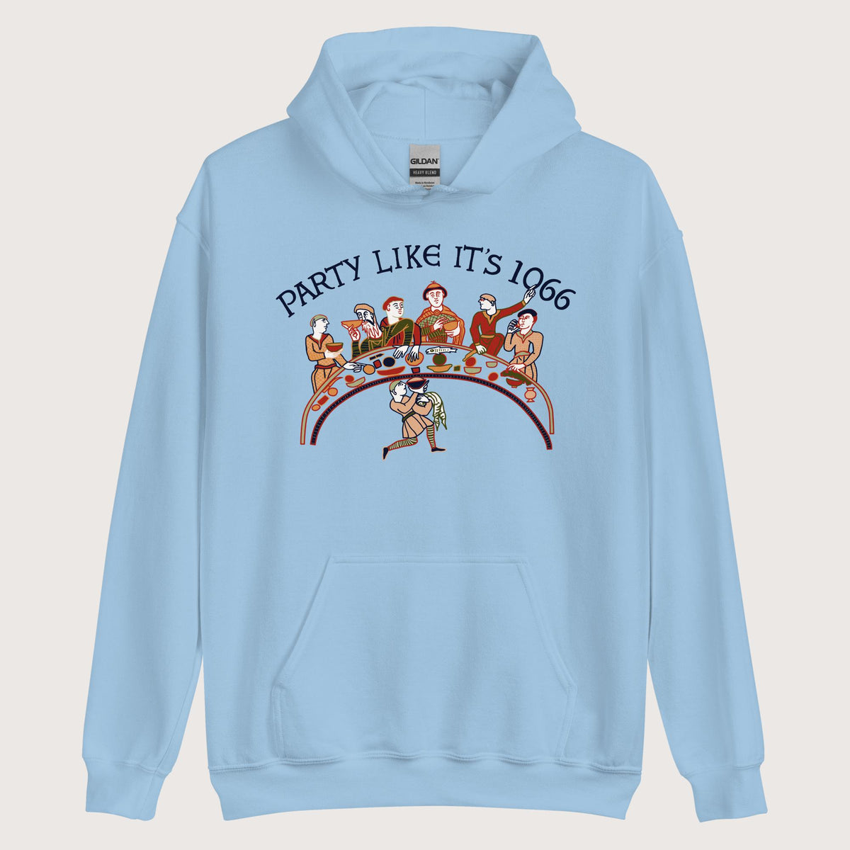 Light Blue Bayeux Tapestry Party Like It's 1066 Hoodie - history buff gift by HistoHead