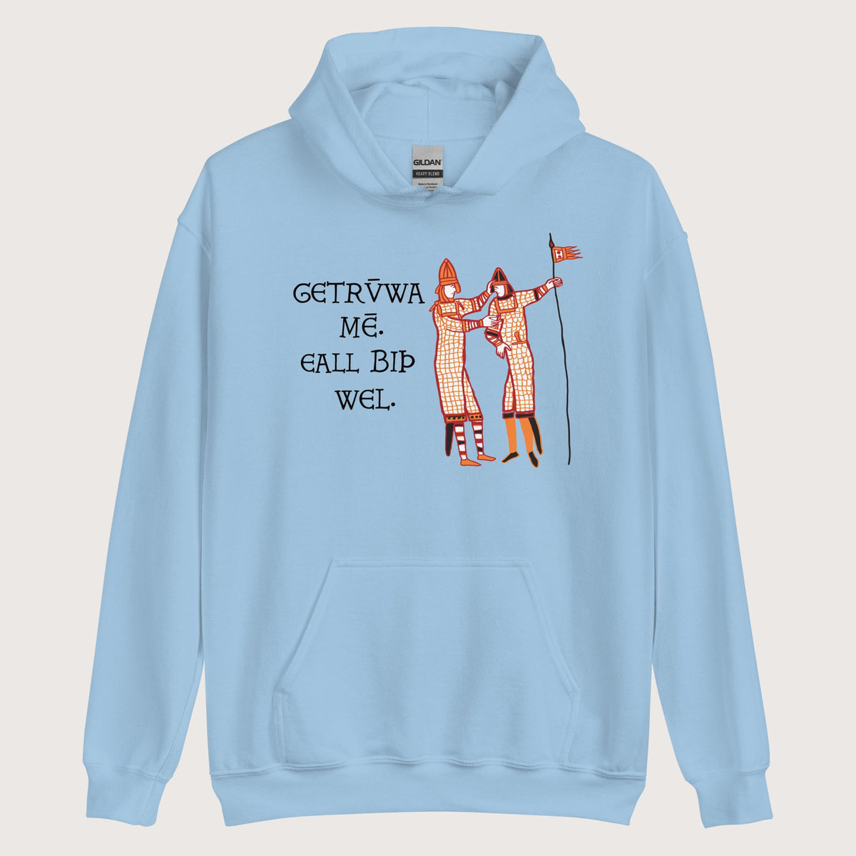 Light Blue Bayeux Tapestry Trust Me Everything Will Be Fine Old English Hoodie - history buff gift by HistoHead