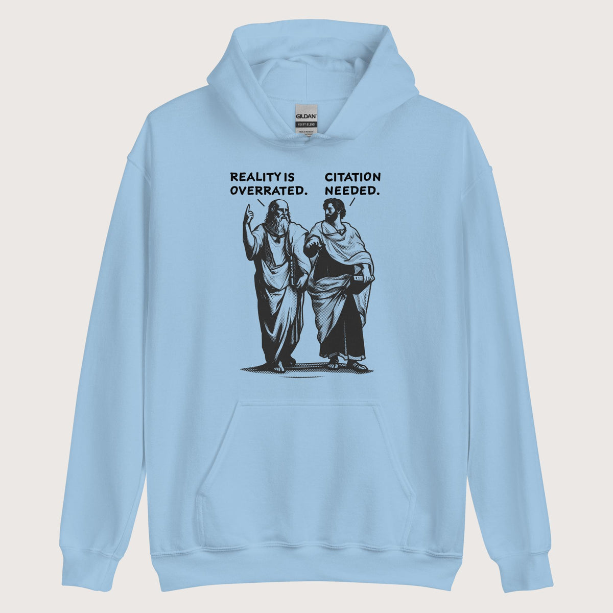 Light Blue Plato & Aristotle Debate Hoodie - history buff gift by HistoHead