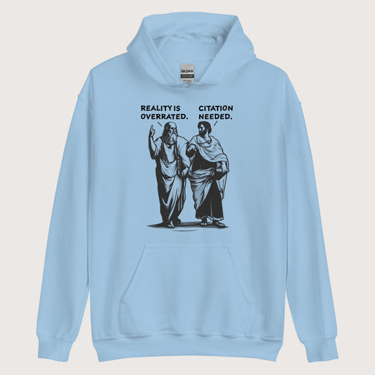 Light Blue Plato & Aristotle Debate Hoodie - history buff gift by HistoHead