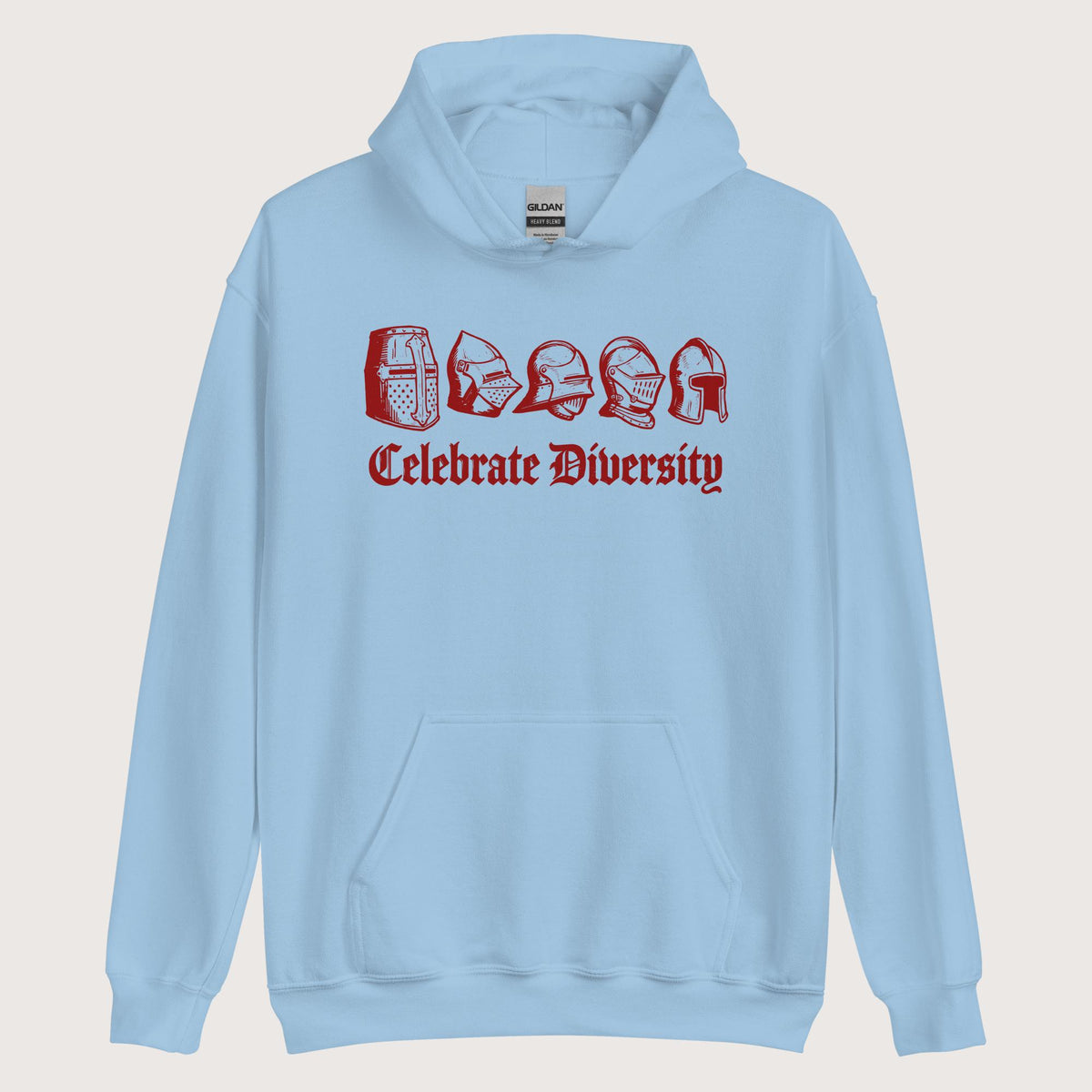 Light Blue Celebrate Diversity Medieval Helmets Edition Hoodie - history buff gift by HistoHead