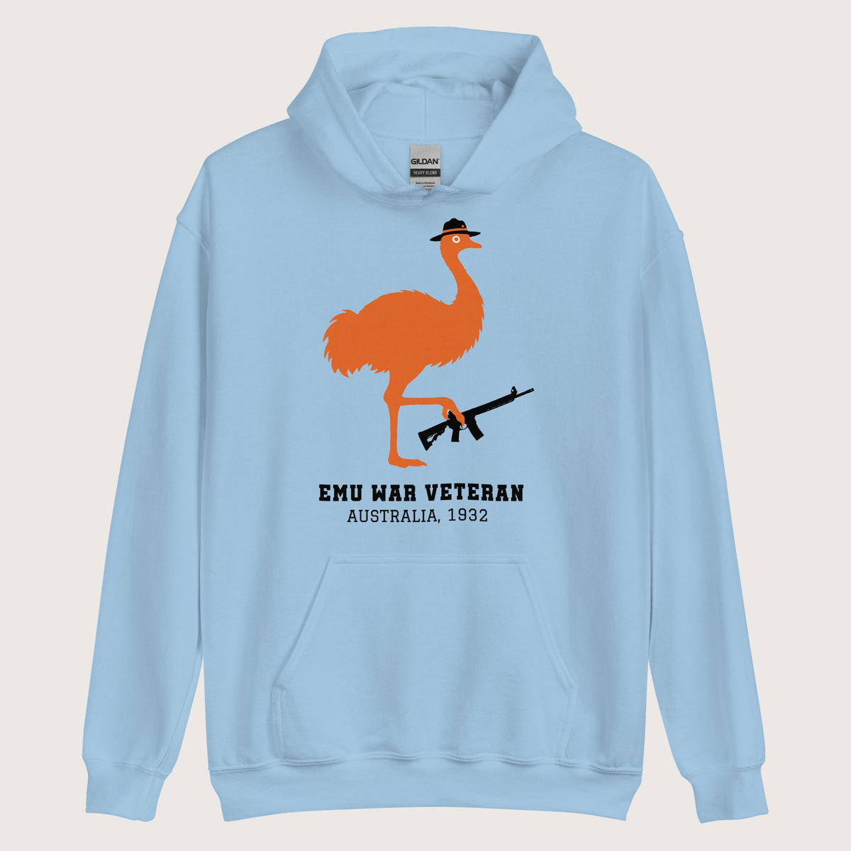 Light Blue Emu War Veteran Hoodie - history buff gift by HistoHead