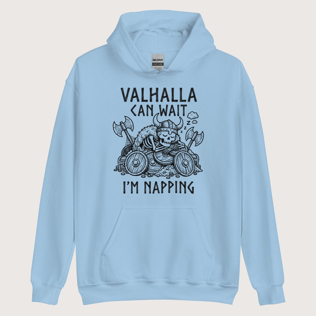 Light Blue Valhalla Can Wait Hoodie - history buff gift by HistoHead
