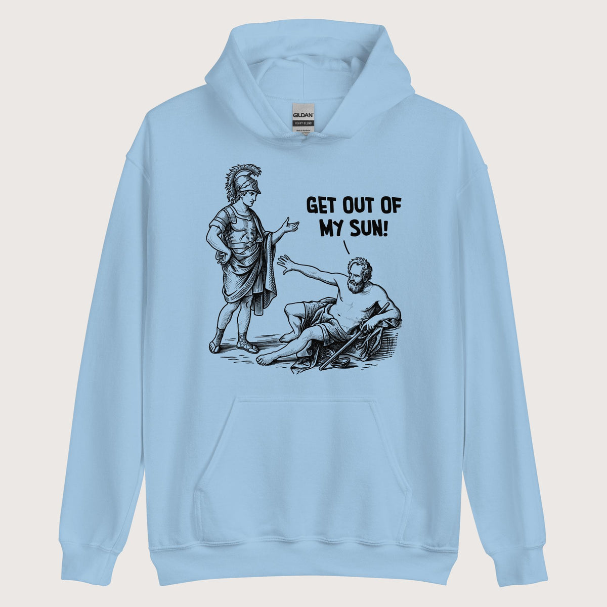 Light Blue Diogenes: Get Out of My Sun Hoodie - history buff gift by HistoHead