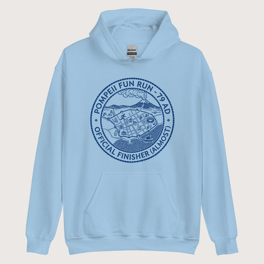 Light Blue Pompeii Fun Run Official Finisher Hoodie - history buff gift by HistoHead