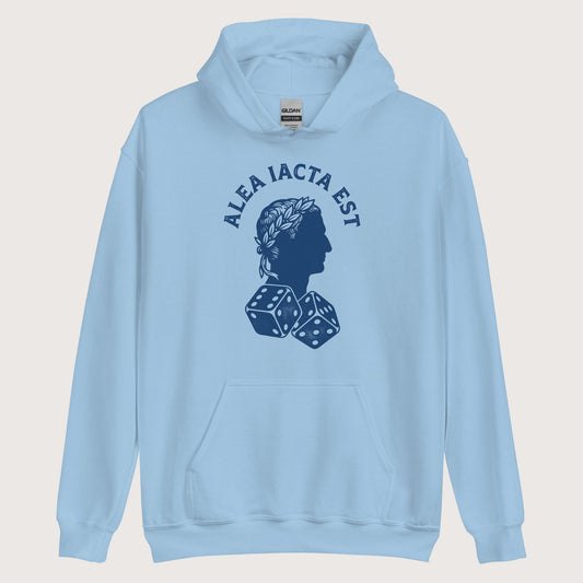 Light Blue Alea Iacta Est Caesar Quote Hoodie - history buff gift by HistoHead