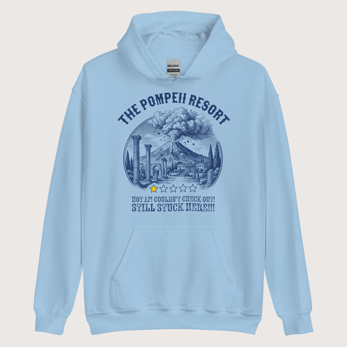 Light Blue The Pompeii Resort Review Hoodie - history buff gift by HistoHead
