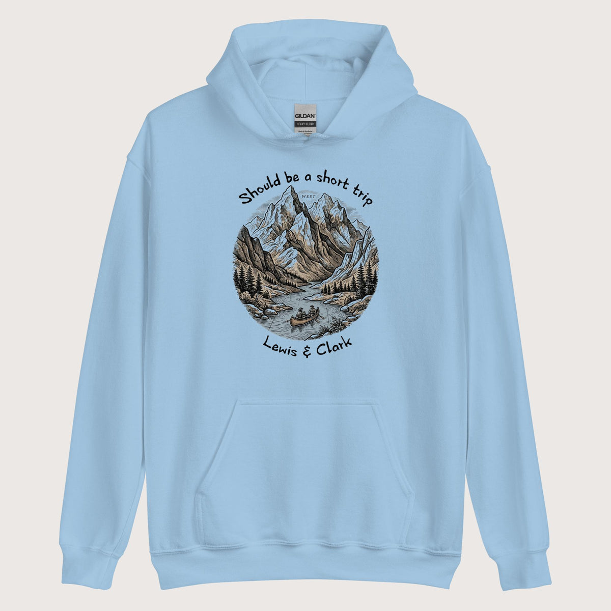 Light Blue Lewis & Clark Short Trip Hoodie - history buff gift by HistoHead