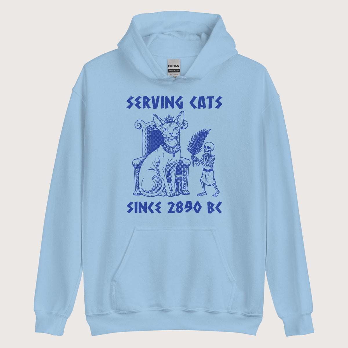 Light Blue Serving Cats Since 2890 BC Hoodie - history buff gift by HistoHead