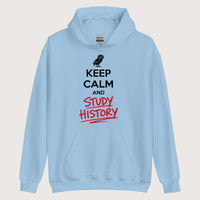 Light Blue Keep Calm and Study History Hoodie - history buff gift by HistoHead