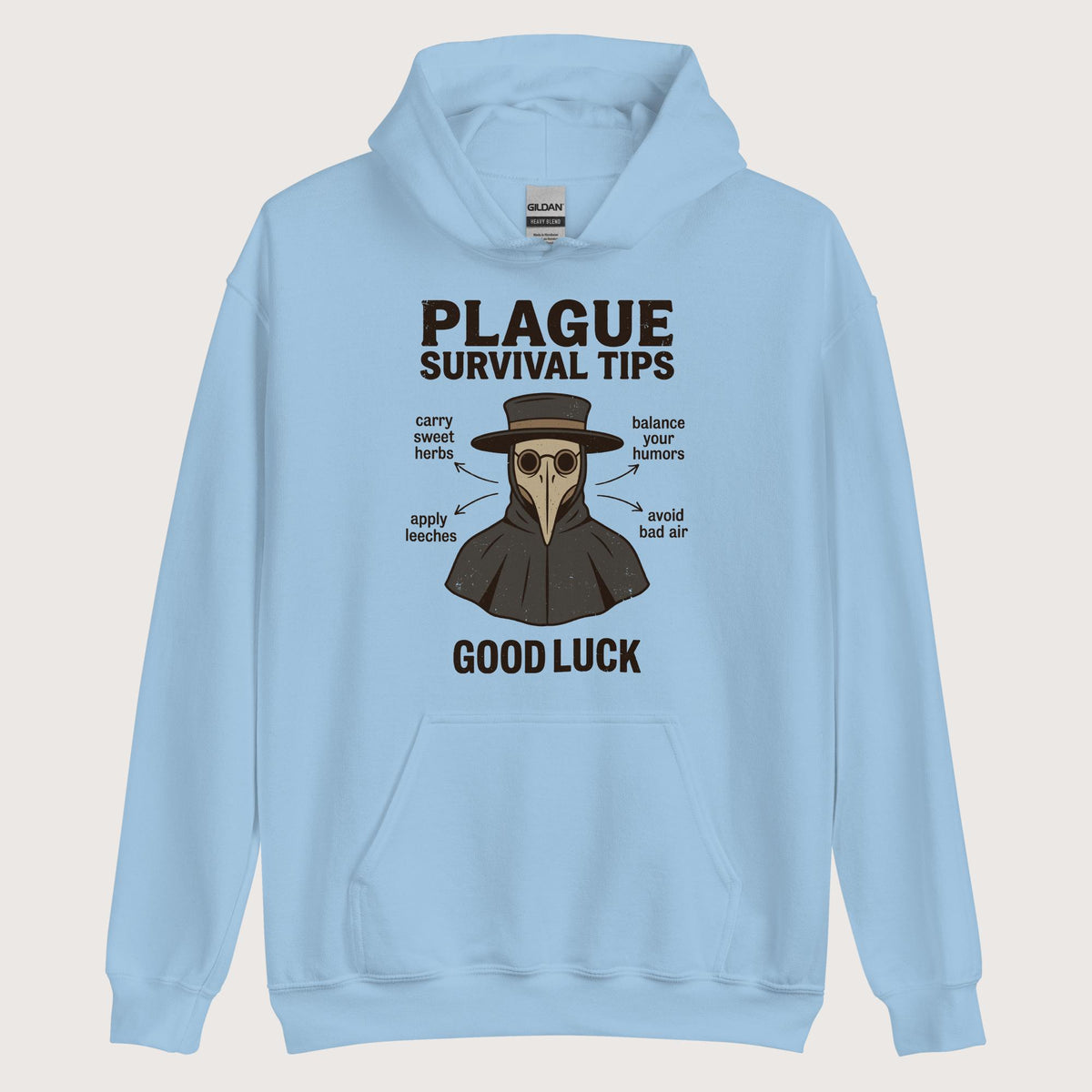 Light Blue Plague Survival Tips Hoodie - history buff gift by HistoHead