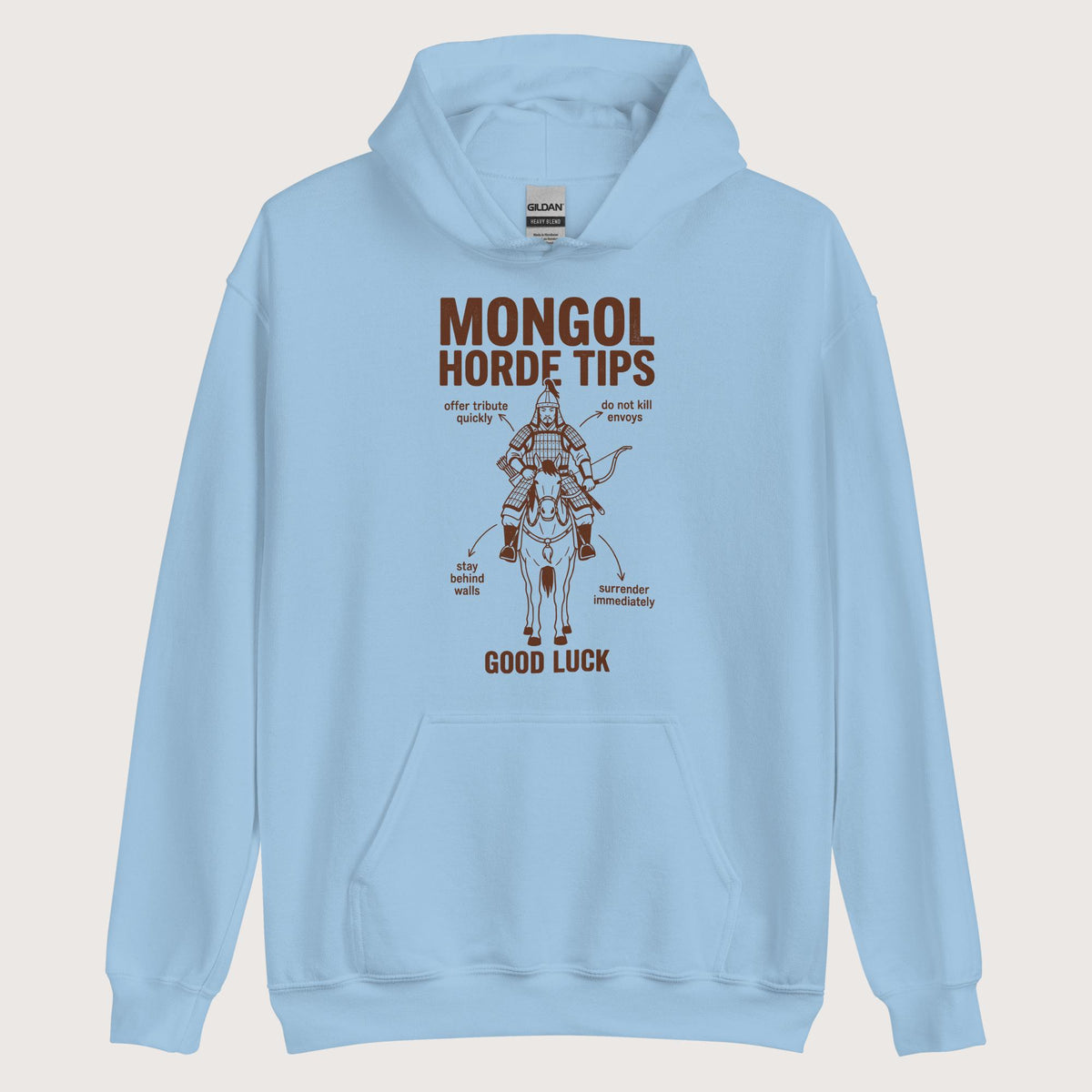 Light Blue Mongol Horde Tips Hoodie - history buff gift by HistoHead