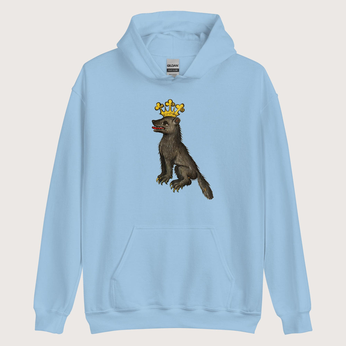 Light Blue Medieval Wolf King Hoodie - history buff gift by HistoHead