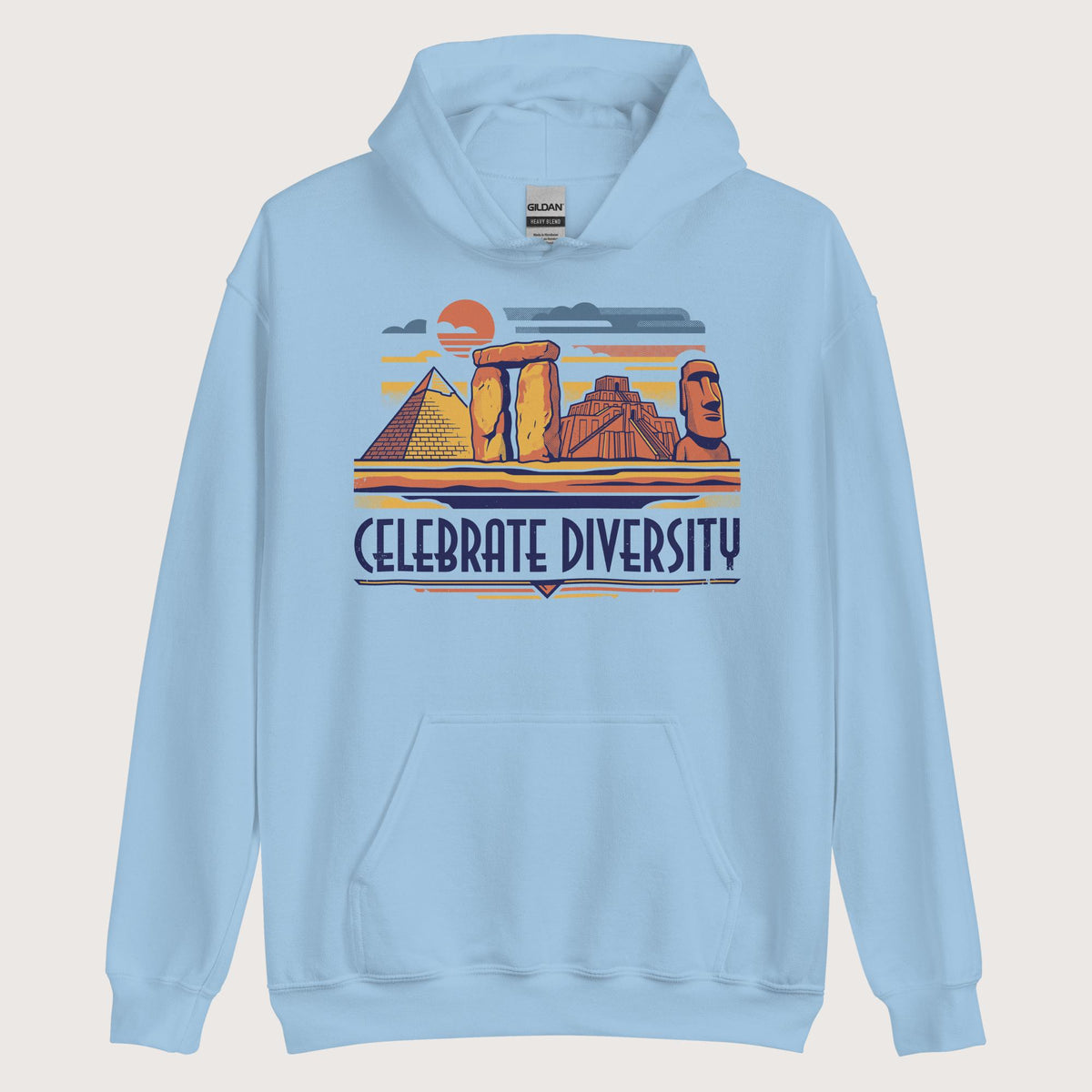 Light Blue Celebrate Diversity Stone Wonders Hoodie - history buff gift by HistoHead