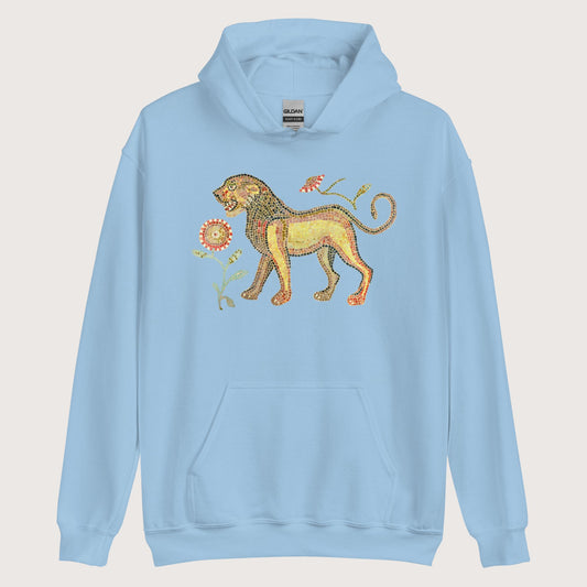 Light Blue Ancient Roman Mosaic Lion Hoodie - history buff gift by HistoHead