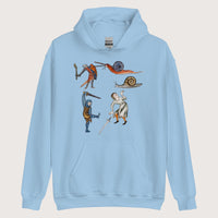 Light Blue Medieval Marginalia Snail Enemy Hoodie - history buff gift by HistoHead