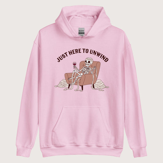 Light Pink Just Here to Unwind Hoodie - history buff gift by HistoHead