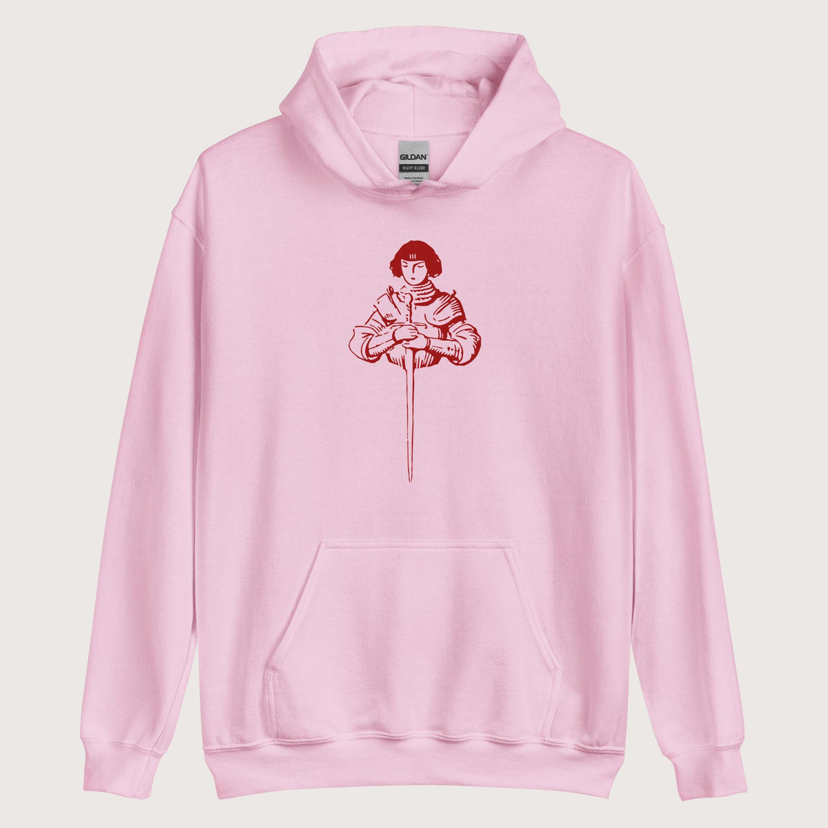 Light Pink Joan of Arc Stamp Hoodie - history buff gift by HistoHead