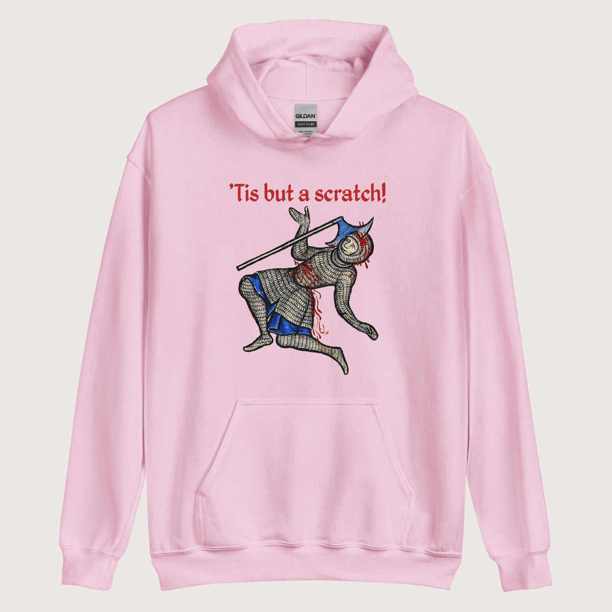 Light Pink Tis But A Scratch Hoodie - history buff gift by HistoHead