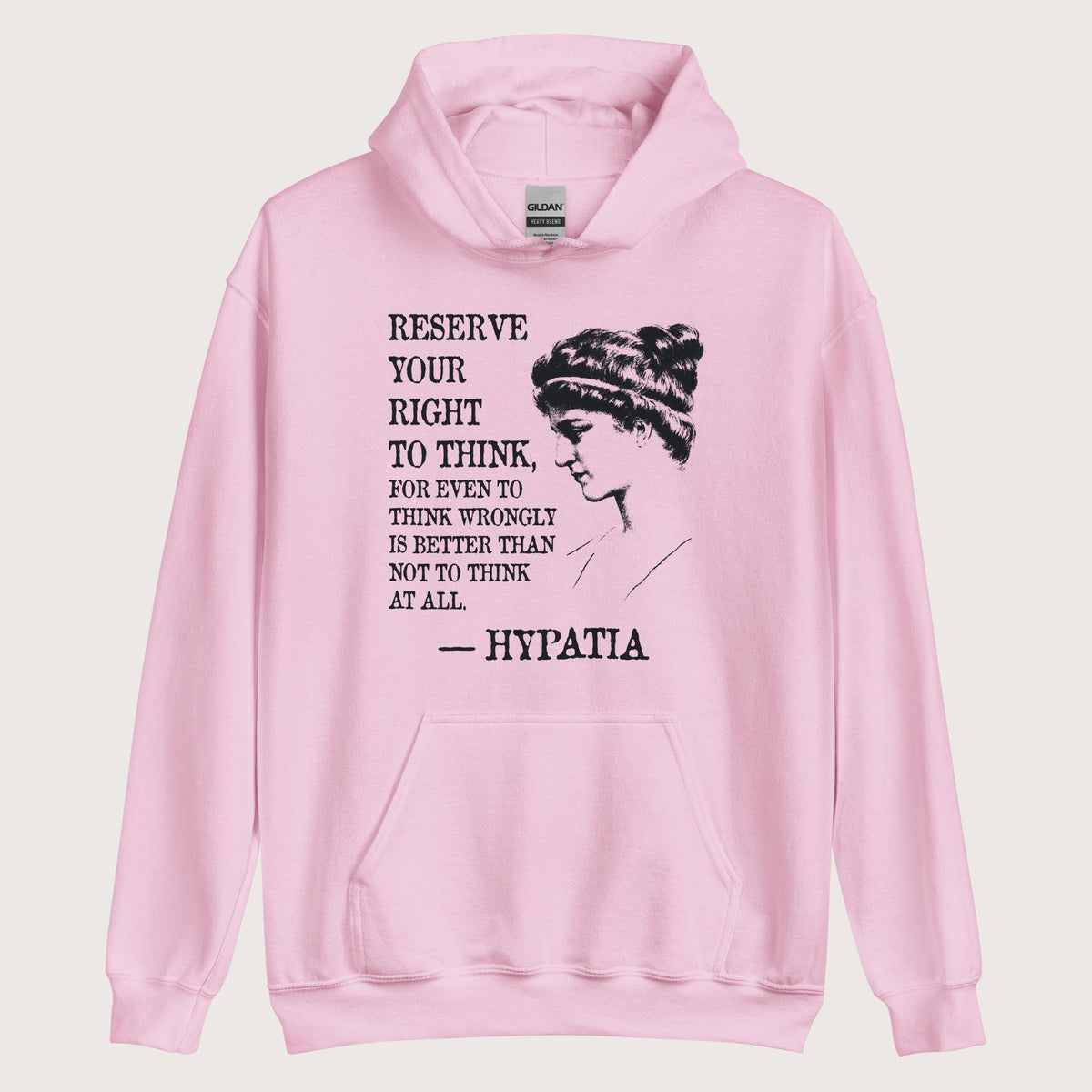 Light Pink Hypatia Quote Hoodie - history buff gift by HistoHead
