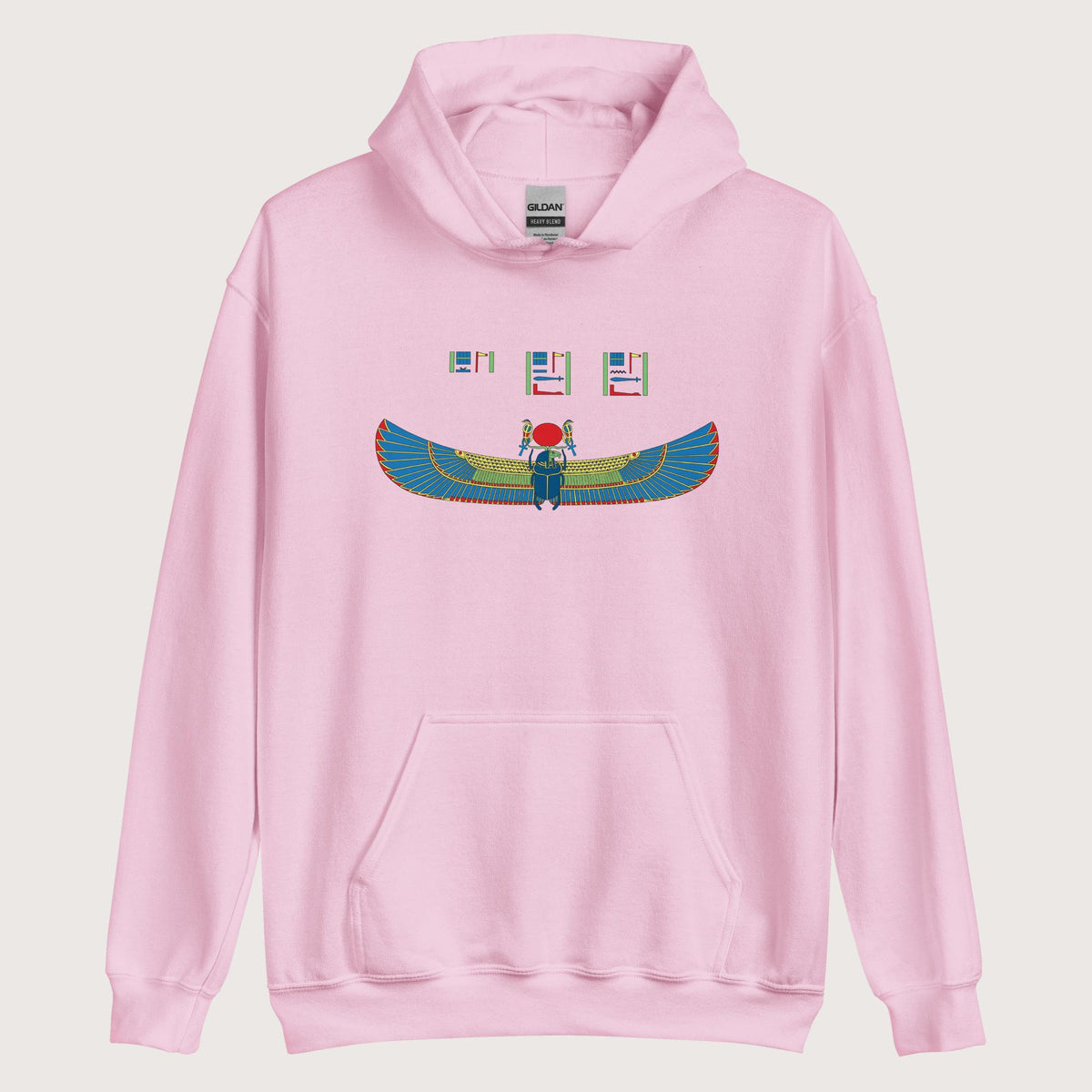 Light Pink Khnum Hieroglyphs Hoodie - history buff gift by HistoHead