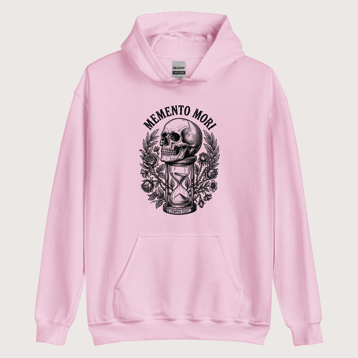 Light Pink Memento Mori Tempus Fugit Hoodie - history buff gift by HistoHead